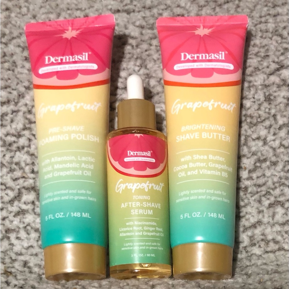 DERMASIL Grapefruit Shave Set Pre-Shave Foaming Polish Shave Oil Serum Set Of 3